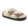 Birkenstock Arizona Big Buckle Shearling Sandal in Teddy Eggshell  Women's Footwear