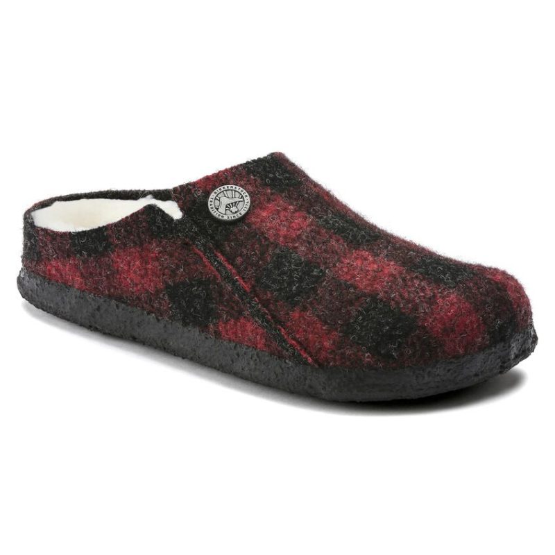 Birkenstock Kid's Zermatt Shearling in Plaid Red  Kid