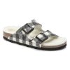 Birkenstock Arizona Shearling Wool Sandal in Plaid White  Women's Footwear