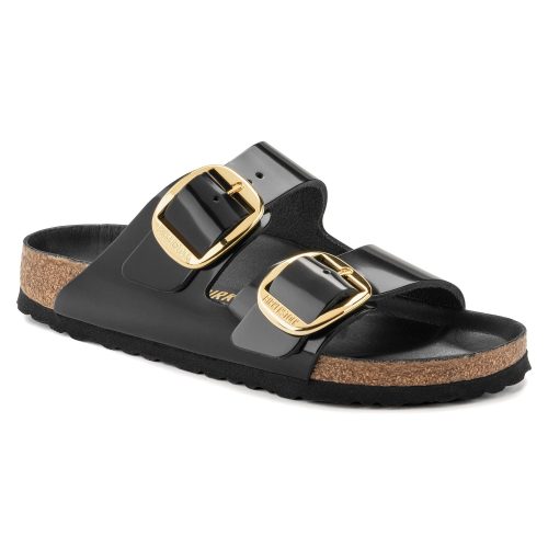 Birkenstock Arizona Big Buckle Natural Leather Patent in High Shine Black  Women's Footwear