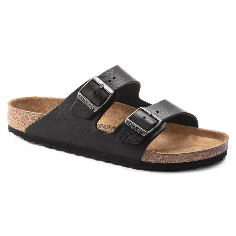 Birkenstock Men's Arizona Grip Leather Sandal in Vintage Wood Black  Men's Footwear