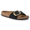 Birkenstock Madrid Big Buckle Nubuck Leather in Black  Shoes