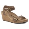 Birkenstock Soley Ring-Buckle Leather Wedge Sandal in Cognac  Women's Footwear