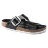 Birkenstock Gizeh Big Buckle in High Shine Black White  Women's Footwear