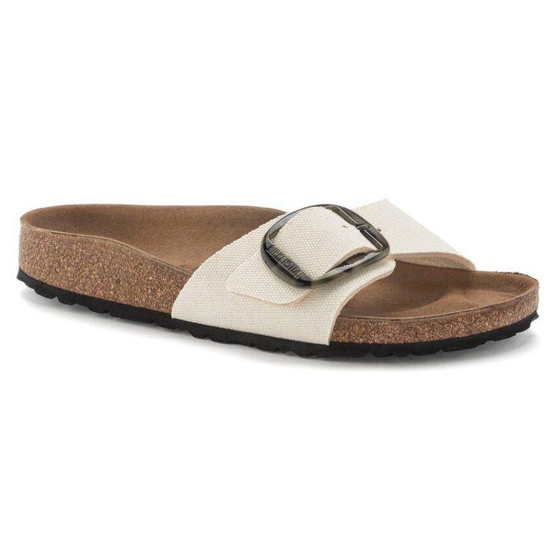 Birkenstock Madrid Vegan Big Buckle Textile in Eggshell  Women's Footwear