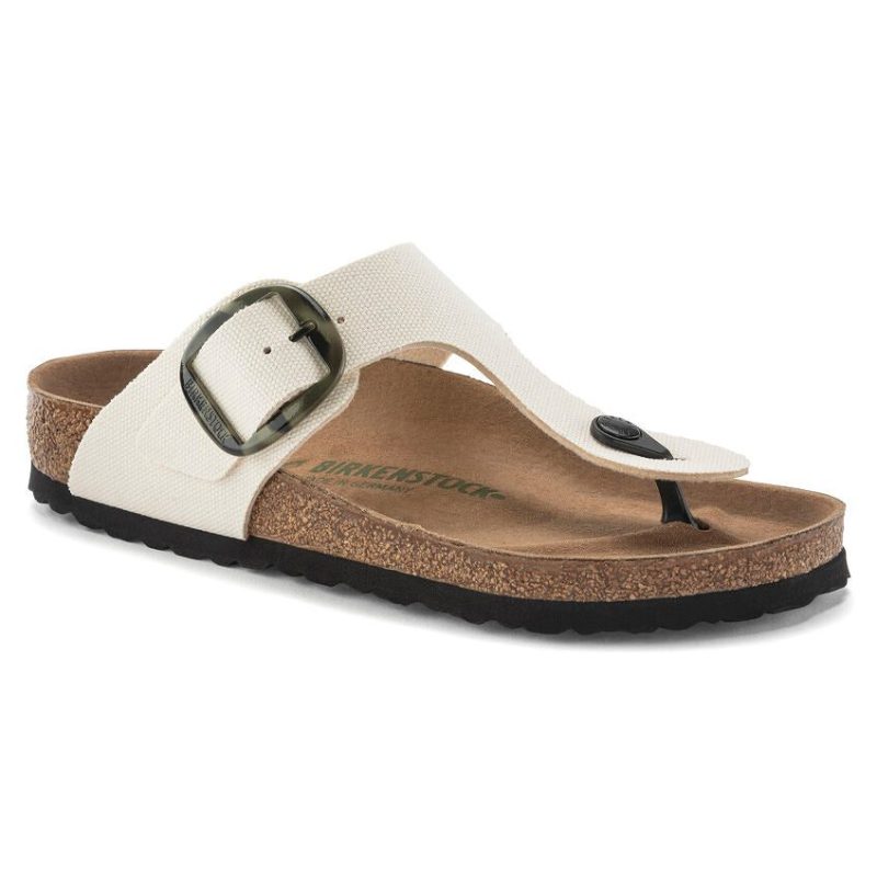 Birkenstock Gizeh Vegan Big Buckle Textile in Eggshell  Women's Footwear