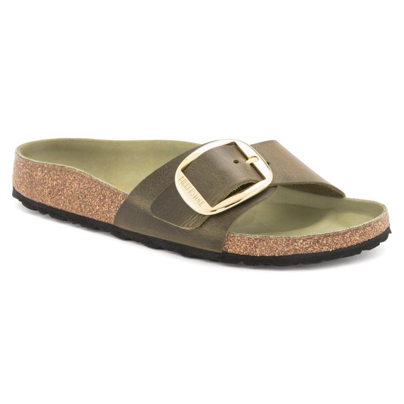 Birkenstock Women's Madrid Big Buckle Oiled Leather in Olive Green  Women's Footwear