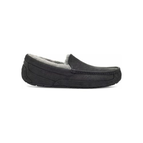 UGG Men's Ascot Slipper in Black Leather  Men's Footwear