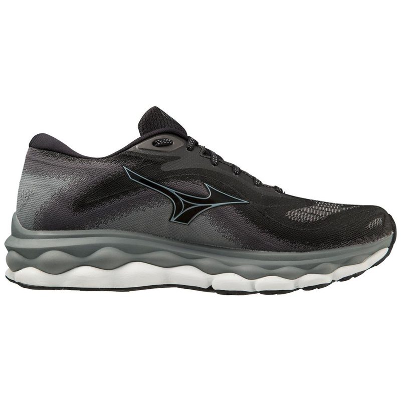 Mizuno Men's Wave Sky 7 Running Shoe in Black Glacial Ridge  Men's Footwear