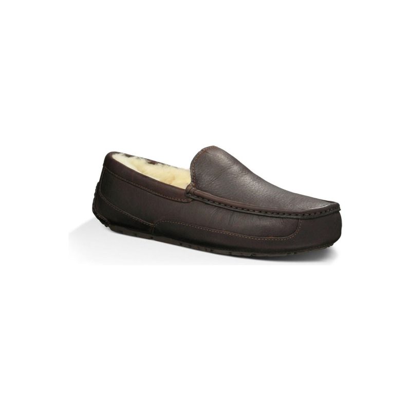 UGG Men's Ascot Leather Slipper in Dark Spice  Men's Footwear