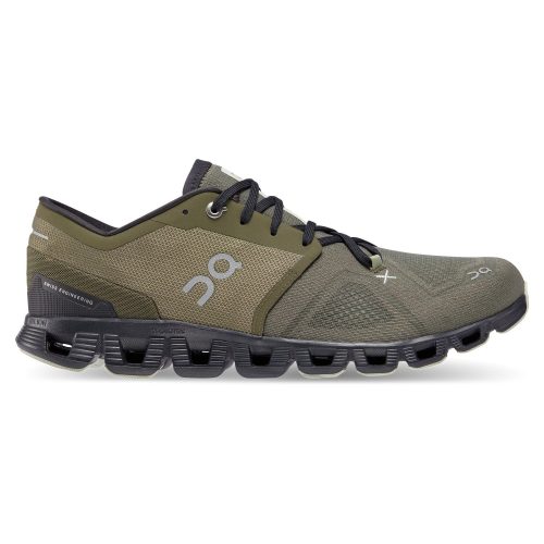 On Running Men's Cloud X 3 Training Road Shoe in Olive Reseda  Men's Footwear