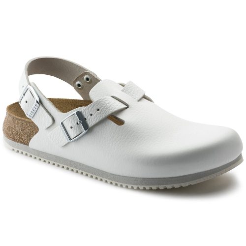 Birkenstock Tokio Super Grip Leather Clog Classic Footbed in White  Women's Footwear