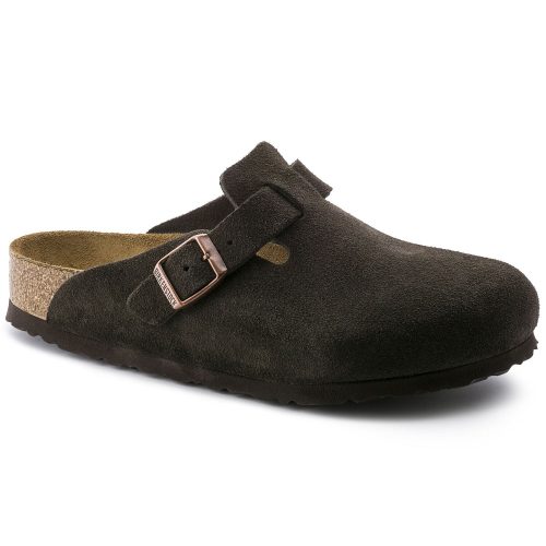 Birkenstock Boston Suede Leather Soft Footbed Clog in Mocha  Women's Footwear