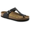 Birkenstock Gizeh Oiled Leather Sandal in Black  Women's Footwear