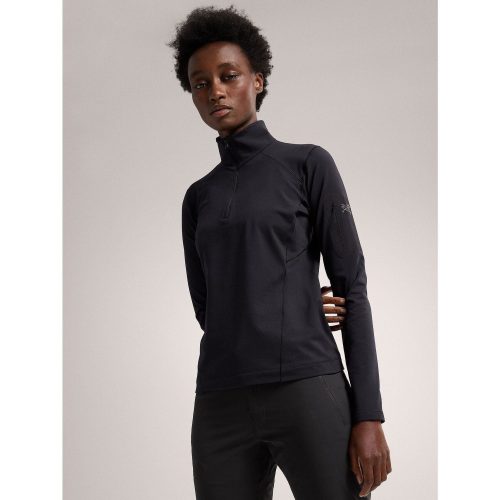 F23 X000007336 Rho Zip Neck Black Women s Front View