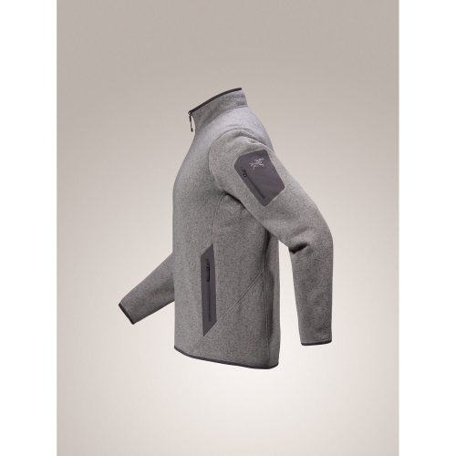 F24 X000008884 Covert Cardigan Void Heather Graphite Profile