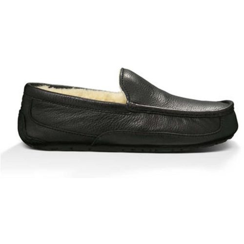 UGG Men's Ascot Leather Slipper in Black  Men's Footwear