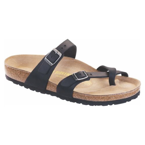 Birkenstock Mayari Oiled Leather Classic Footbed Sandal in Black  Women's Footwear