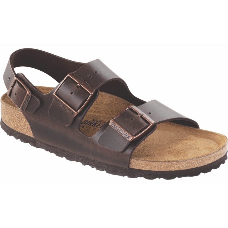 Birkenstock Milano Smooth Leather Soft Footbed Sandal in Amalfi Testa Di Moro  Men's Footwear