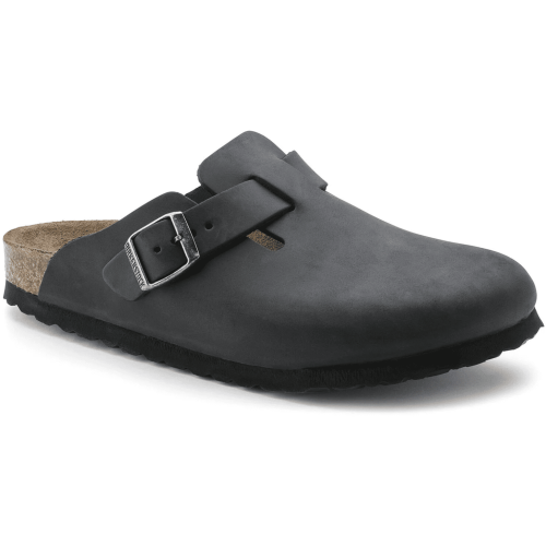 Birkenstock Boston Oiled Leather Classic Footbed Clog in Black  Men's Footwear