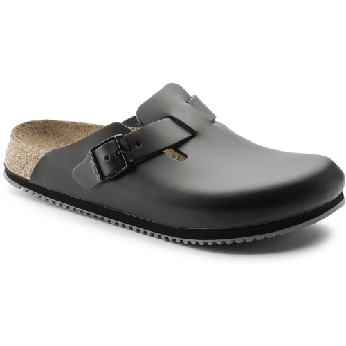 Birkenstock Boston Leather Super Grip Classic Footbed Clog in Black  Men's Footwear