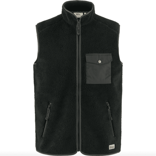 Fjallraven Men's Vardag Pile Fleece Vest in Black Dark Grey  Men's Apparel