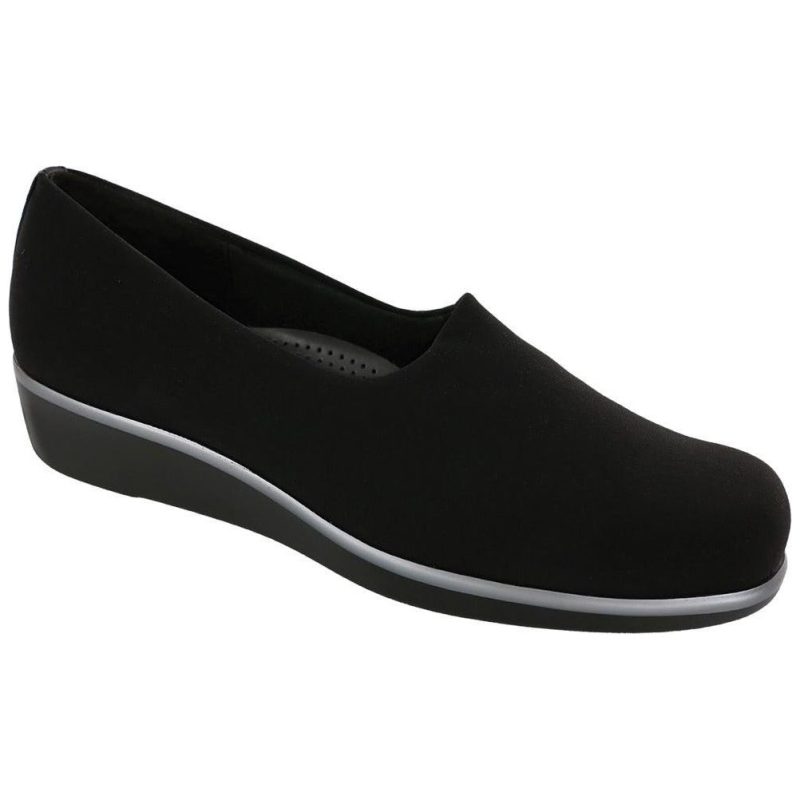 SAS Women's Bliss Slip On Wedge in Black Wide  Women's Footwear