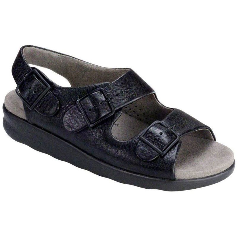 SAS Women's Relaxed Heel Strap Sandal in Black Wide  Women's Footwear